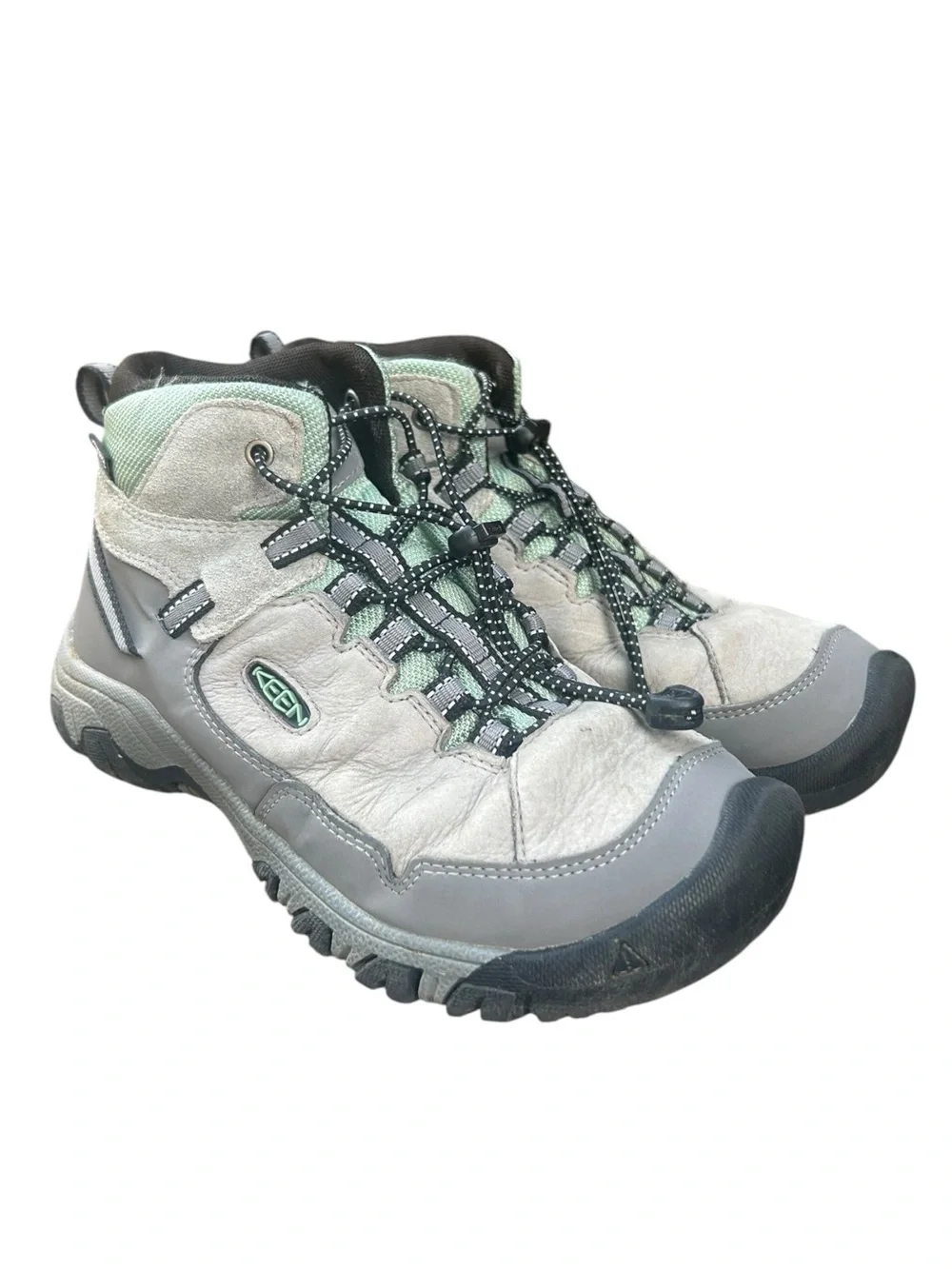 KEEN Kids' Targhee IV Waterproof Mid Hiking Boots in the Alloy/Granite Green 3Y